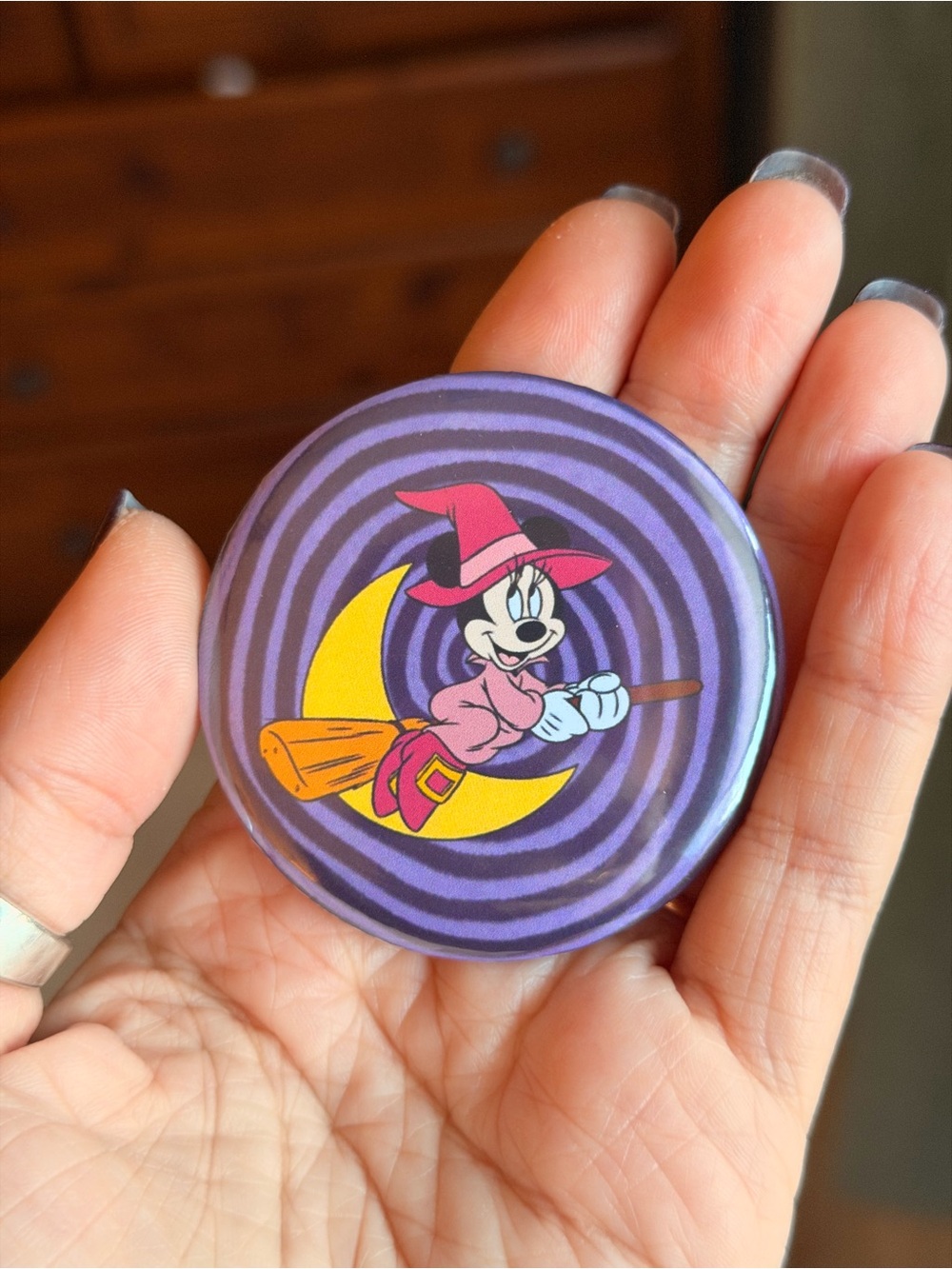 Minnie Mouse Witch Inspired Button Pin